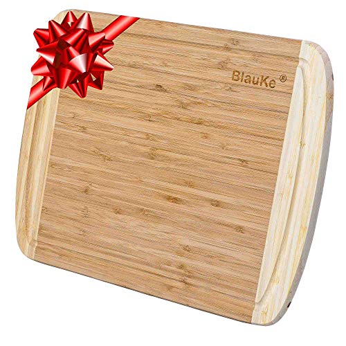 Wood Cutting Board for Kitchen u2013 14x11 Large Bamboo Cutting Board with Juice Groove u2013 Wooden Chopping Board, Serving Tray, Butcher Block u2013 BlauKe®