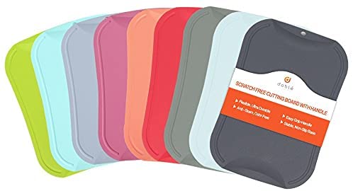 doblé Non-Scratch Flexible Cutting Board for Chopping, Scratch Free Juice Grooves with Easy Grip Handle, Non-Slip Dishwasher Safe for Kitchen (Small (11.2 x 7.79), Red)