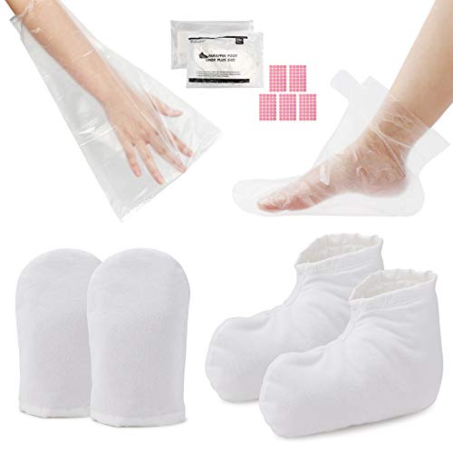 200 Counts Paraffin Wax Liners & Mitts Booties Segbeauty Larger Thicker Plastic Bags Bath Treatment Terry Cloth Gloves Hand Feet 히트 Therapy SPA