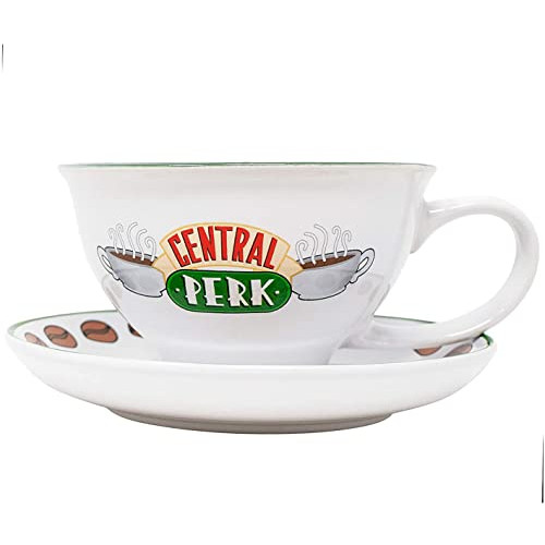 Silver Buffalo Friends Central Perk 12온스 머그&컵받침 화이트/멀티 (FRD2013N)