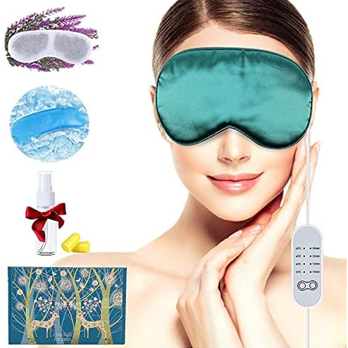 CofeLife Heated Eye 마스크 USB Silk Dry Eyes Temperature & Timer 컨트롤 Cold Warm Compress Sleep Blepharitis 다크 Circles MGD Puffy Green