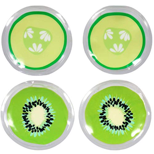 Eye Pads - Hot Cold Pad 2팩 Cool Cucumber Kiwi Decor Reusable Gel-filled 마스크 Relieves Puffiness Swelling Eyes