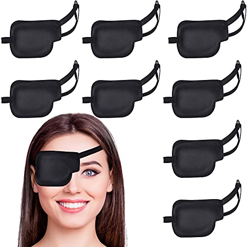 8 Pieces Right Eye Patch 조절되는 Single 매트 3D 마스크 Comfortable 소프트 Pirate Patches 성인 어린이 슬리핑 Costume