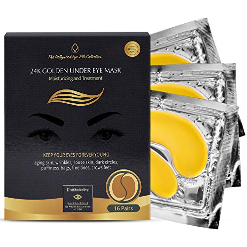 24K 골드 Under Eye Masks Collagen Patch Anti-Aging 마스크 De-Puff Lighten 다크 Circles Wrinkles Treatment Hydrogel 딥 Moisturizing Improves Elasticity - 16 Pairs