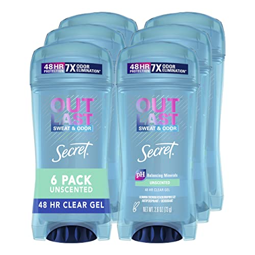 Secret 아웃 라스트무 향료여성클리어 젤제한&deodorant2.6온스 6팩 해외 직송