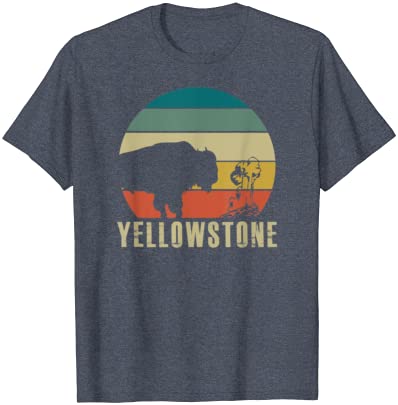Retro Yellowstone National Park Vintage Buffalo Geyser 선물 티셔츠