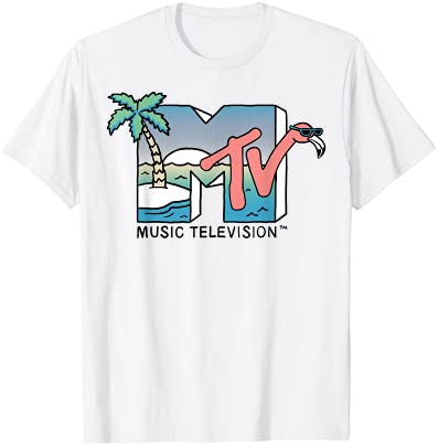 MTV Beach Island Flamingo Logo Vintage 그래픽 티셔츠