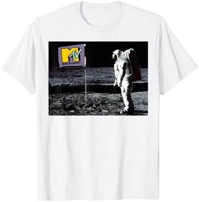 MTV 남성 On Moon Logo Flag 그래픽 티셔츠
