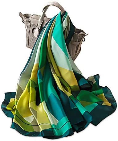 LumiSyne Silk Scarves For Women Retro Printed Geometric Stripe Pattern Soft Warm Long Shawl Warm Wrap Sunscreen Shawl All Season