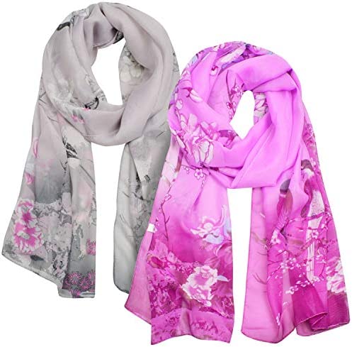 heekpek Wrap Scarf Shawl Stole Flower Head Band Printed Silk Feeling Lightweight To Any Outfit All Year Around Clothing Accessory