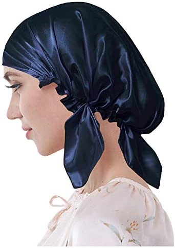 Everkeen 100% Mulberry Silk Night Sleep Cap for Women Hair Beauty Bonnet Sleeping Hat with Adjustable Elastic Ribbon