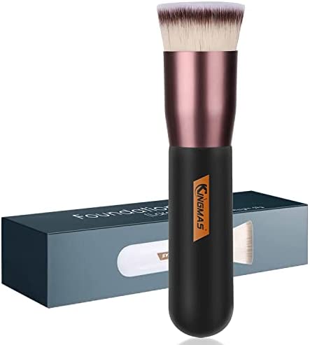 Amazon브랜드KINGMAS 파운데이션 브러시 메이크 페이스 파운데이션용 파우더 화장 teak 화장필초 부드럽 피부에 친절하다 경사 기울기형 - 블랙