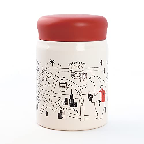 POLAR BEARS FAM 후드 포트320ml 경량 진공2 중구조 스테인레스 포트 보온 보냉 레드 RBA-PB32RD