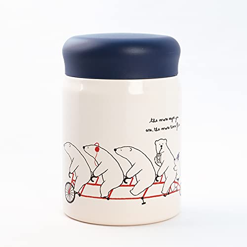 POLAR BEARS FAM 후드 포트320ml 경량 진공2 중구조 스테인레스 포트 보온 보냉 네이비 RBA-PB32NV