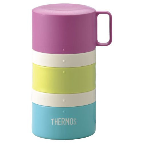 써모스 보틀형 도시락 플래시 런치 박스 3 단식 560ml 블루 보더 DJG-550 BLBD