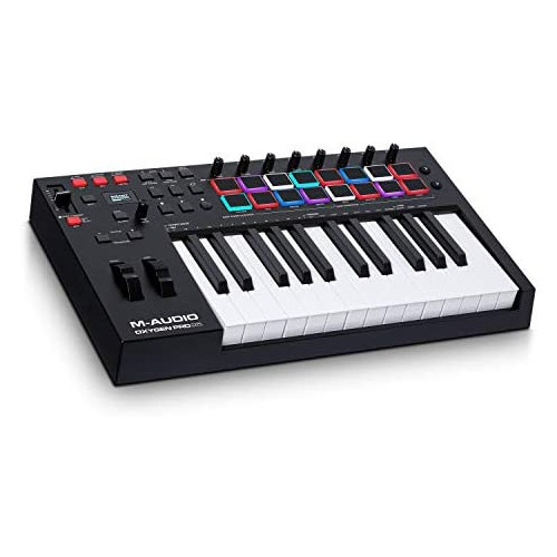 M-Audio Oxygen Pro Mini u2013 32 Key USB Keyboard Controller with Beat Pads, MIDI assignable Knobs, Buttons & Faders and Software Suite Included