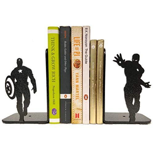 HeavenlyKraft Superheros Decorative 메탈 Bookend Non Skid Book End Stopper Home/ Office Decor/ Shelves 5.9 X 3.9 3.14 Inch Per Piece