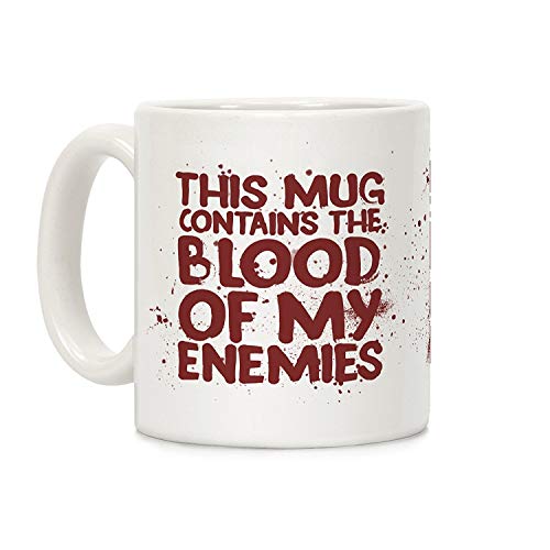 Shimaier This 머그잔 Contains Blood My Enemies 화이트 350ML 세라믹 커피 머그