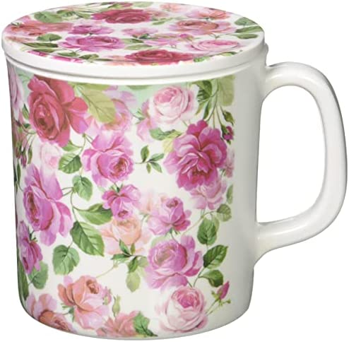 로얄 아덴 머그컵 뚜껑이 딸려 있음 멜라민 키친 350ml 로즈 57635
