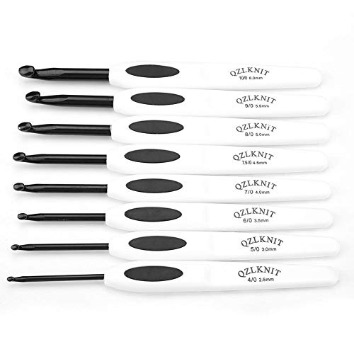 Akozon 8개 뜨기침 코바늘 세트 알루미늄 스텟치 부착 소프트 화이트 플라스틱 손뜨개침 뜨기 모사침 DIY 공구 수예 키트