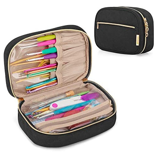 YARWO Crochet Hook 케이스 Travel Organizer 가방 Hooks 알루미늄 Supplies Black