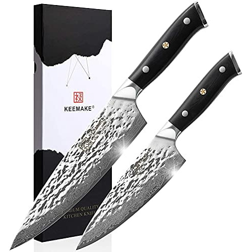 KEEMAKE 부엌칼우도 세프(chef) 나이프 빵 잘라 부엌칼 165MM 다마스커스 67 층퇴목 스테인레스 강철 기프트 잘 끊어진 키친 나이프 과일 나이프 만능 부엌칼 야식칼 고기 잘라 선물 (165mm)