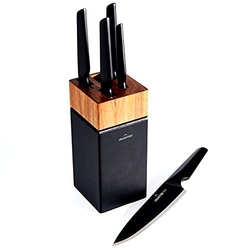 GrandTies Onyx 고탄소 독일 스테인레스 스틸 키친 나이프 블럭7점 세트 세프 chef 산도쿠 빵 카빙 carving 유틸리티 과일 칼 따위 갊기 커트러리