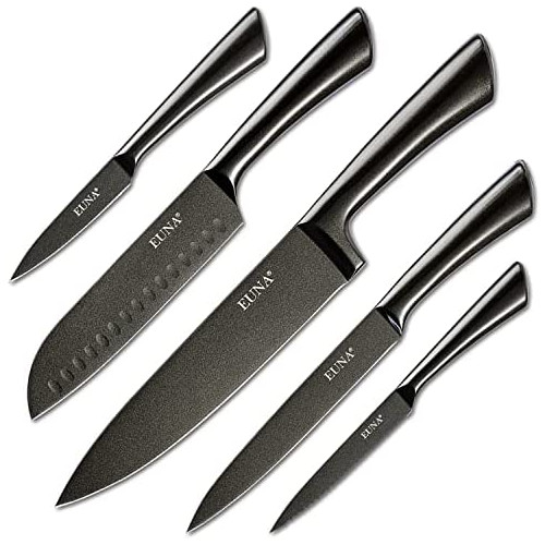 EUNA 키친 나이프 박스 세트 5 점초예리인 일본 부엌칼초와 기프트 부착 세프 chef 프로 사양 다목적 조리 인간공학 핸들&그레이 우드 texture