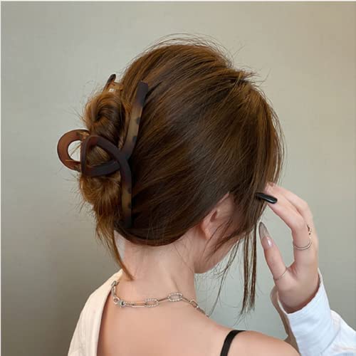 Hair Clip, Large, Secure, Office, Hair Clip, Simple, Hair Accessories, Hemmed Clip, Large, Firm, Metal, Can Be Used For Dense Hair, Wood Grain Color