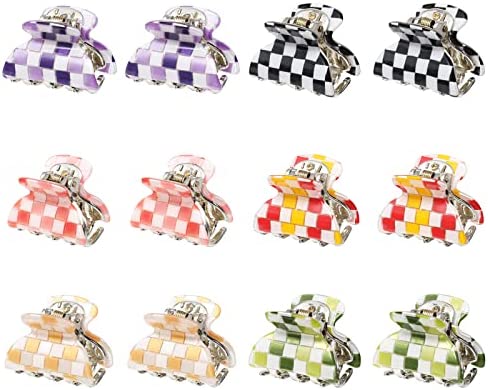 HOKEMP Hair Clips, Mini Hair Claws, Small, Firm Hair Ties, Hair Accessory, Hair Pins, Set of 12 (E)