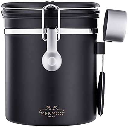 MERMOO YILAN 커피통 1500ml 보존용기 스테인레스제 블랙