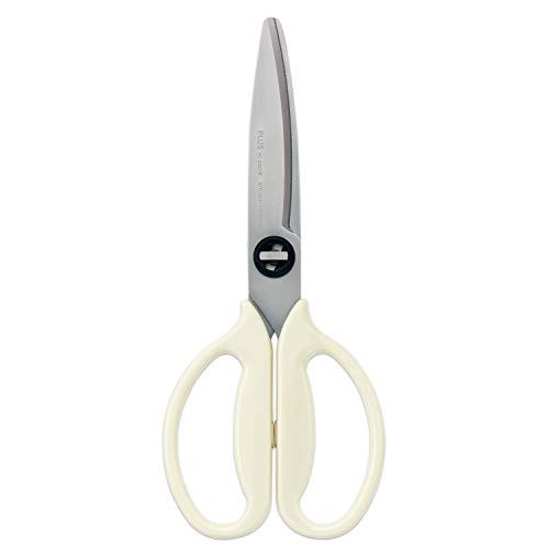 Plus 35678 Kitchen Scissors Disassembly Dishwasher Safe Fitted Cut Curved Outdoor Packaging Ivory White