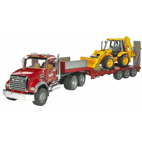 브루더 토이즈Bruder 토이 Bruder Mack Granite Flatbed Truck JCB Loader Backhoe 02813