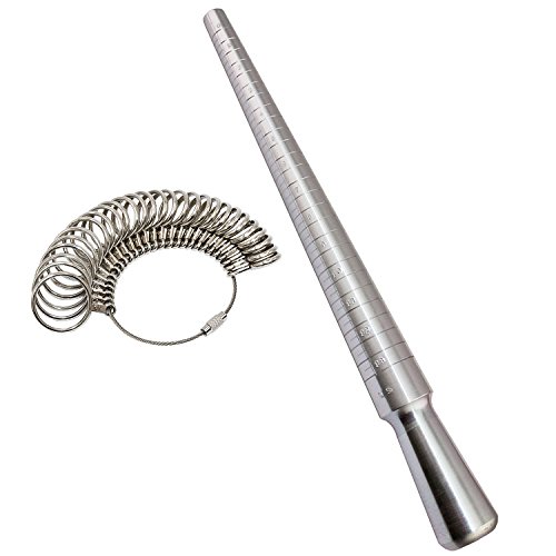 PHYHOO Ring Sizer 세트 메탈 Mandrel Steel Gauge Kit Finger Size Measure Rings Sizing Measurement Jewelry Making Tool Jewelers Tools US 0-13