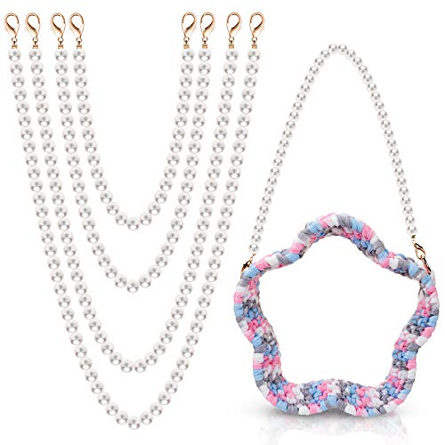 OIIKI 4pcs Imitation Pearl Bead Purse Handle Strap DIY Round Handbag Chain Replacement Short Long Straps Shoulder 메탈 Buckles Chains 악세사리 가방 Making
