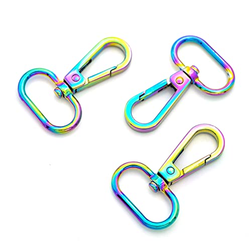 MELORDY 10 Pcs Oval Ring Lobster Clasp Claw Swivel Hooks Purse Handbag Strap Lanyard DIY Crafts Rainbow,1 #39