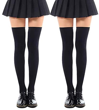 SHUCLASS 니하이(knee-high) 삭스 레이디스 양말 overknee 삭스 미끄럼방지 부착 삭스 착압 cosplay나 제복용 니하이(knee-high) 검은 롱 삭스 길이60cm키