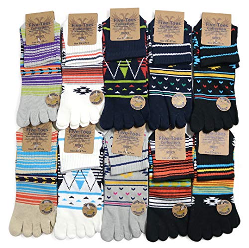 Socks box408 Men's Five Toe Socks, Native Design, 10 Pairs