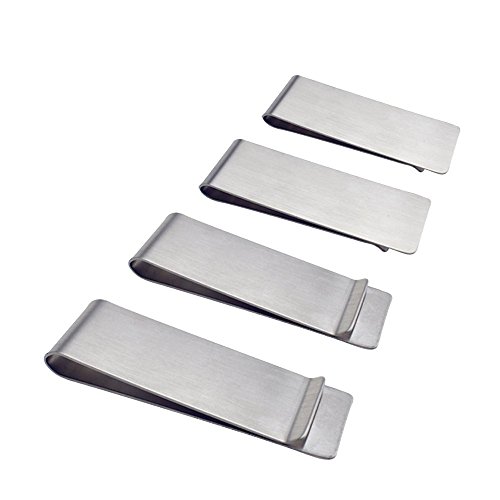 SourceTon 스테인레스 스틸 Money 클립 4 Pack 슬림 Wallet Credit Card Holder Minimalist - Silver