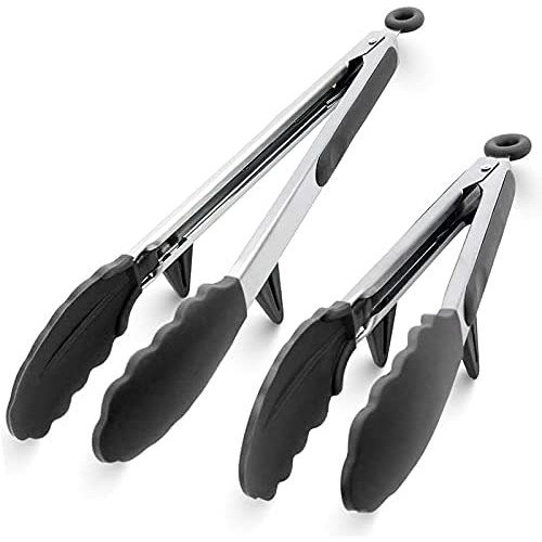 GOSHOPPING 바베큐 집게 키친 고급 겸자 2개입 9인치 12인치 자동 클립 미끄럼방지 서비스 조리 실리콘 내열 항균 스탠드 부착 록식 수납 편리