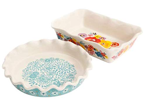 The Pioneer Woman Flea Market Decorated 9 러플 Top 파이 접시 2.3-Quart Bakeware