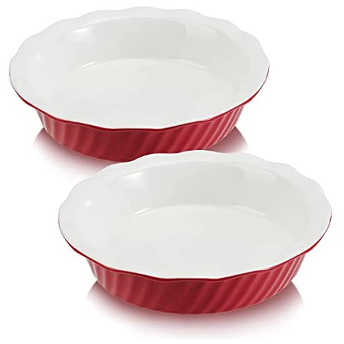 Pie 팬 9인치 2팩 WERTIOO 세라믹 접시 파이 Dessert Kitchen 원형 베이킹 디너 Aegean