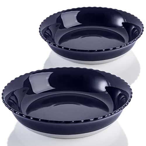 AVLA 2팩 세라믹 파이팬 9인치 파이 접시 Apple Pumpkin Pot 원형 딥 베이킹 38oz 팬 로얄 블루 White