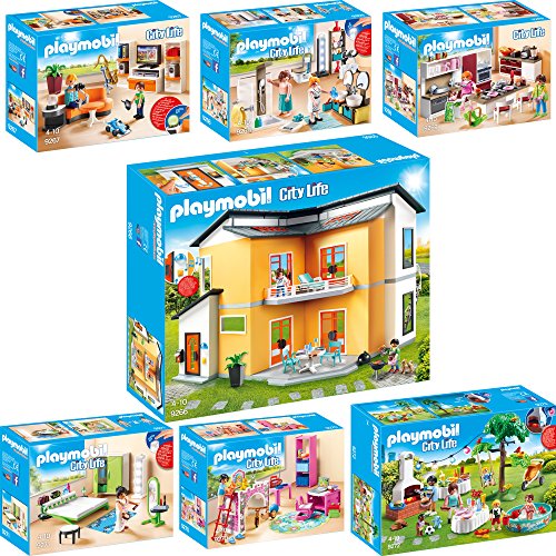 플레이모빌 시티 Life 세트 7 9266 9267 9268 9269 9270 9271 9272 Modern Living Room + Bathroom Large Family Kitchen Happy Nursery 침실 Housewarming Party