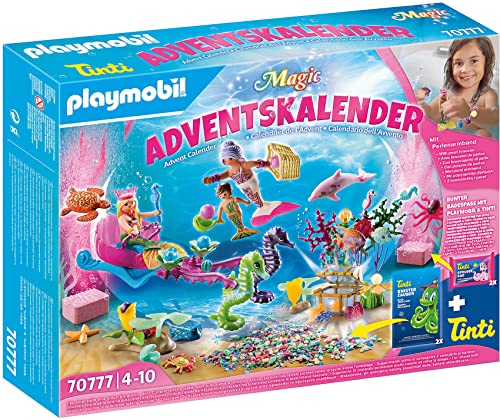 플레이모빌 Advent Calendar - 70777 Bath Fun Mermaids Many Surprises e.g. Colours Change Warm Water Including Great Products 83 Pieces