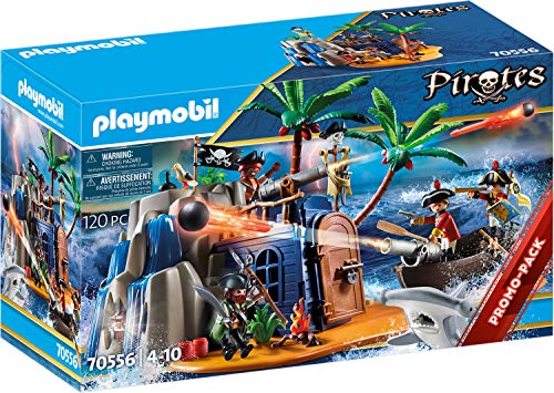 플레이모빌 세트 Pirates 70556 Pirate Island Treasure Hiding Place Floating Boat
