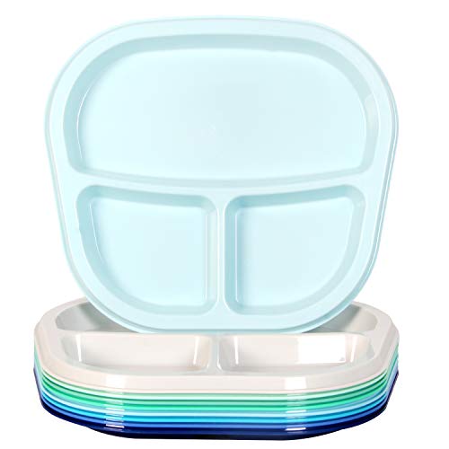 Youngever 3compartment 분할 플라스틱 어린이용 트레이 3compartment 플레이트 9 매세트 해안색