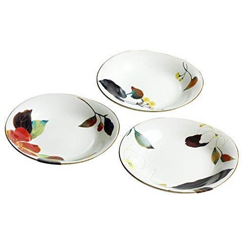Ceramic-ai Medium 접시 - 8.9 x 8.1 1.6인치 22.5 20.5 4cm Flower Kawax 세트 3 멀티 Use Plates 2475