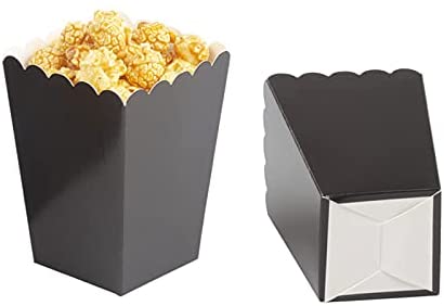 Black Popcorn Boxes Cardboard Popcorn Favor Containers,Pack of 24
