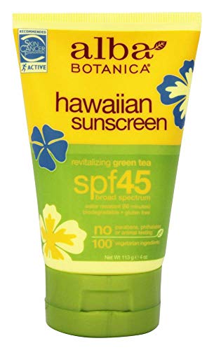 Hawaiian Sunscreen Spf 45 - Revitalizing Green Tea 4 Ounce (113 grams) Cream